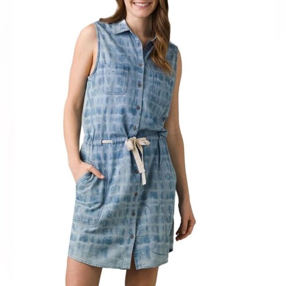 Prana Sunrise Peak Sleeveless Denim Shirt Dress Size XS 📦 - Picture 1 of 9